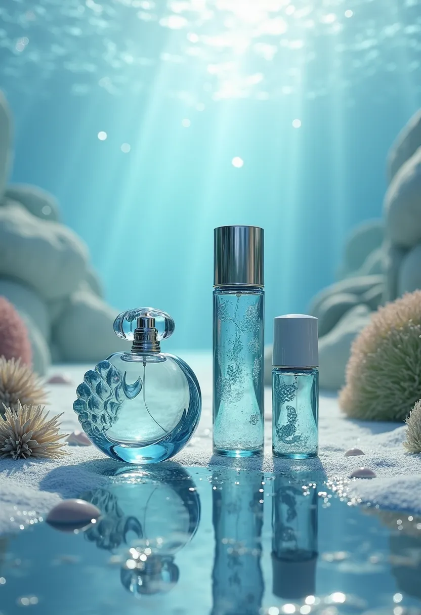 I want you to create an image of 3 products from the same line. perfume,  hydrating  e desodorante. I want you to create the image of these products!

perfume :o frasco do perfume pode ser de vidro e elegante, sculpted to resemble a shell, with a slightly ...