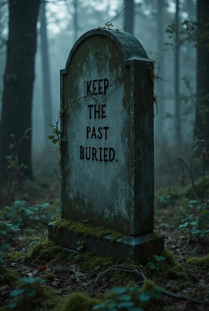 An image of a grave and past written on the tomb stone with a text "keep the past buried"