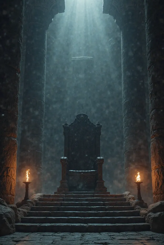 	Theme: Power is not given—it is there for the taking.
	•	Visual: A massive ancient throne, dimly lit by flickering torches. The seat is empty, the atmosphere heavy with tension, as if waiting for its rightful ruler. The air is thick with mist, and faint s...