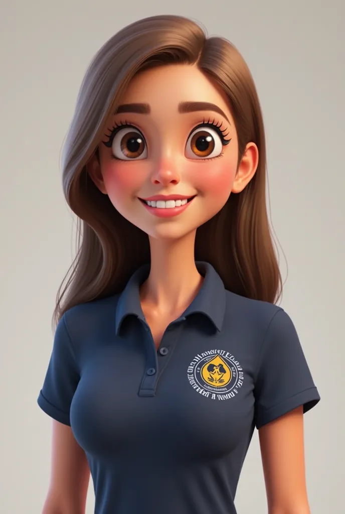  3D digital illustration , with a detailed and expressive animation style, similar to modern animated movies.  
a 35-year-old woman with a fair complexion and straight light brown hair, who falls on their shoulders.  He has large and expressive brown eyes ...