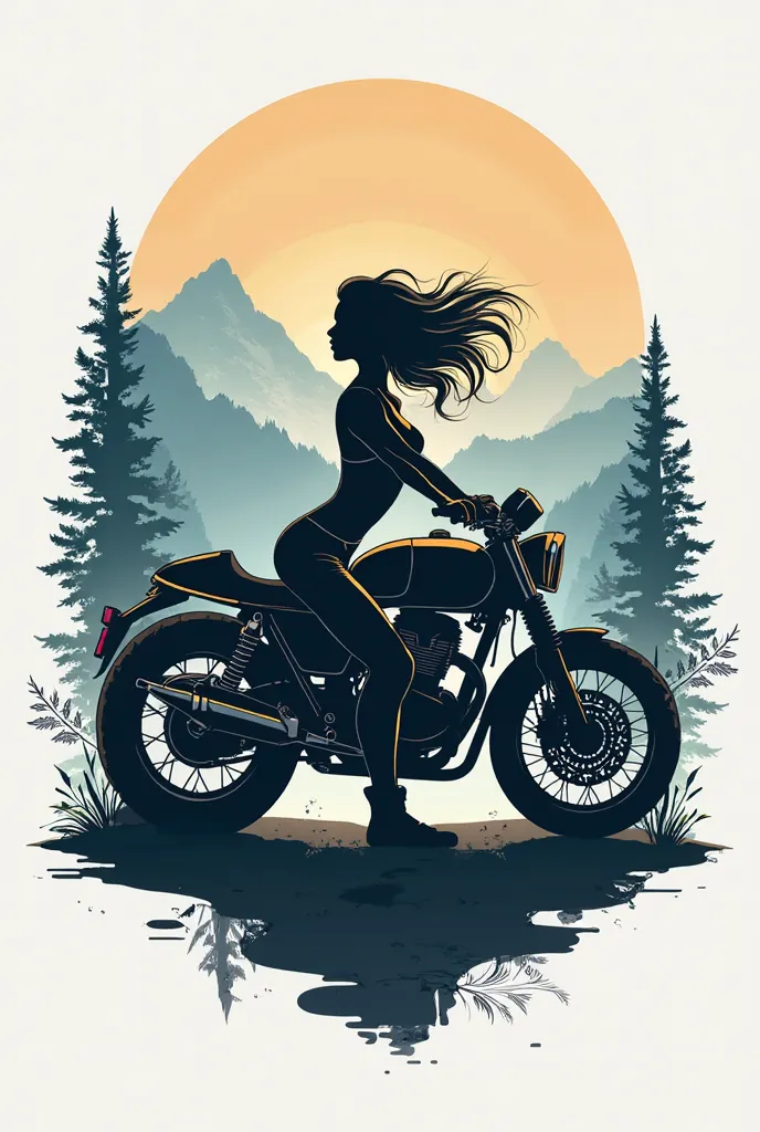 A personal logo 
Of a motorcycle and a girl, and beautiful landscape
