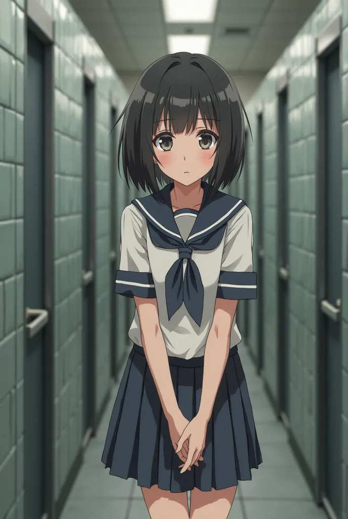 School girl in toilet