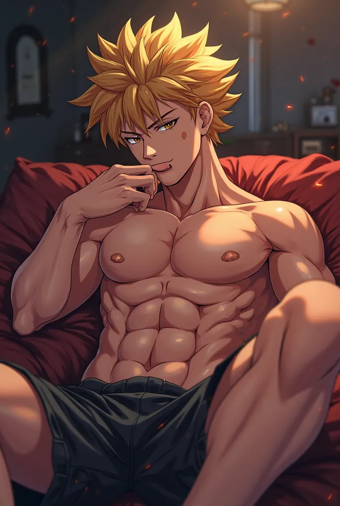 Fai Bakugou Katsuki, Man, While stimulating his member (penis) And it comes from pleasure 