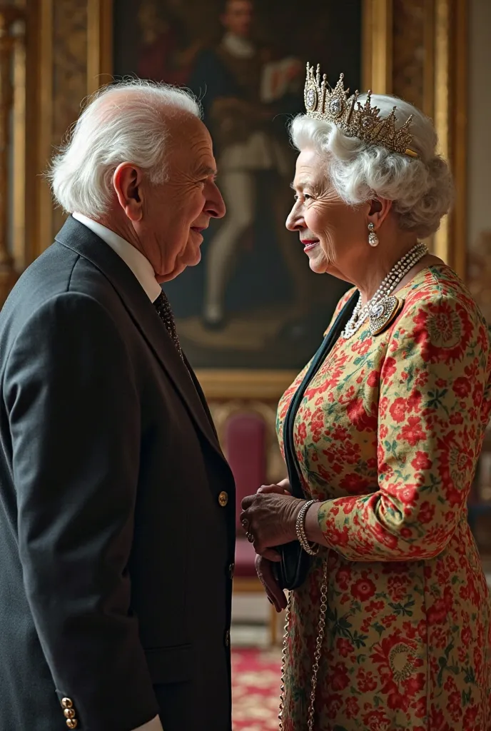 Take a picture with an old man and with Queen Elizabeth 