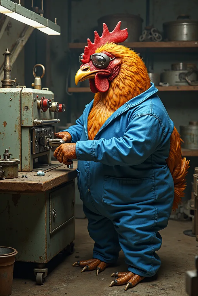 A roasted chicken working on a Haitian-brand plastic injection machine