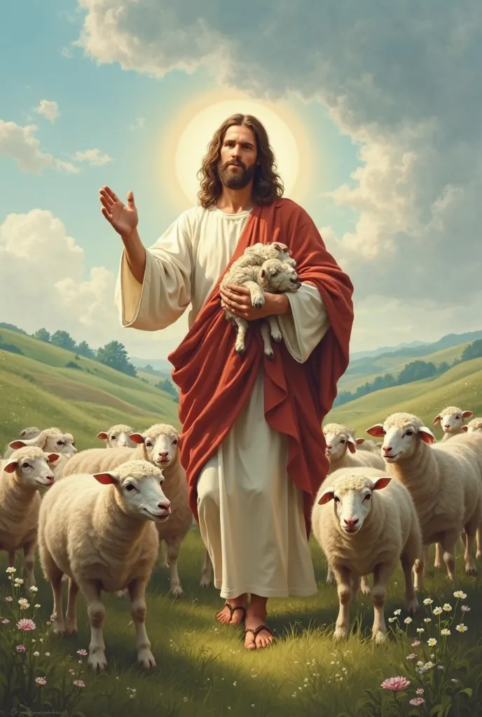 Smiling Jesus Shepherd of the Sheep
