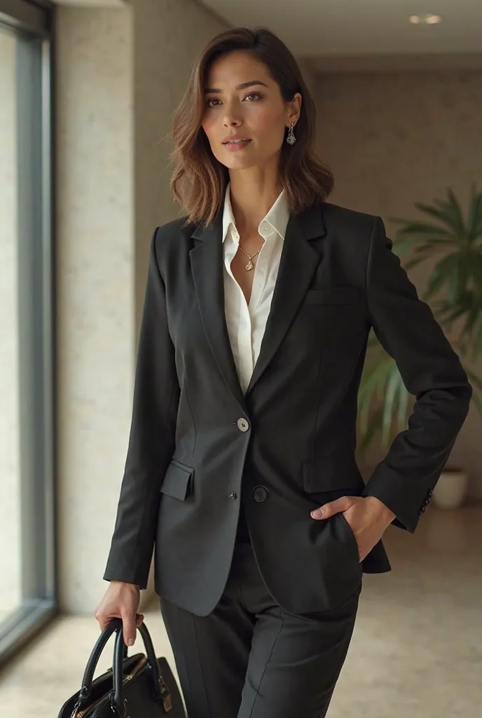 I want a perfect video that contain this caption : 5 essential pieces should every business woman have in her wardrobe , and showing  the 5 pieces 