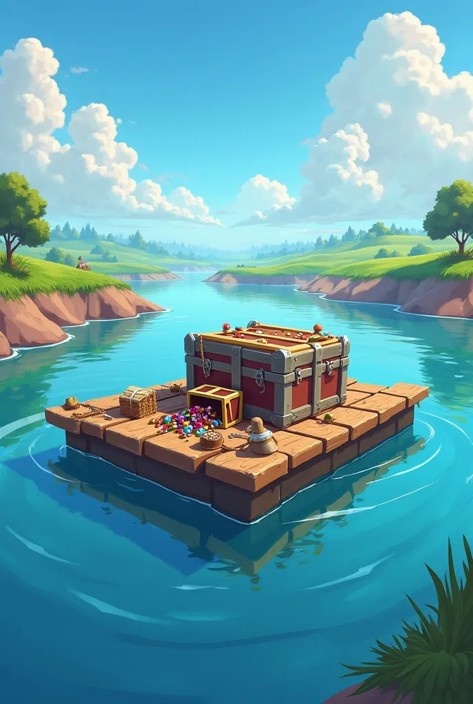 Make me a painting of the location “loot raft” from the video game Fortnite Battle Royale 