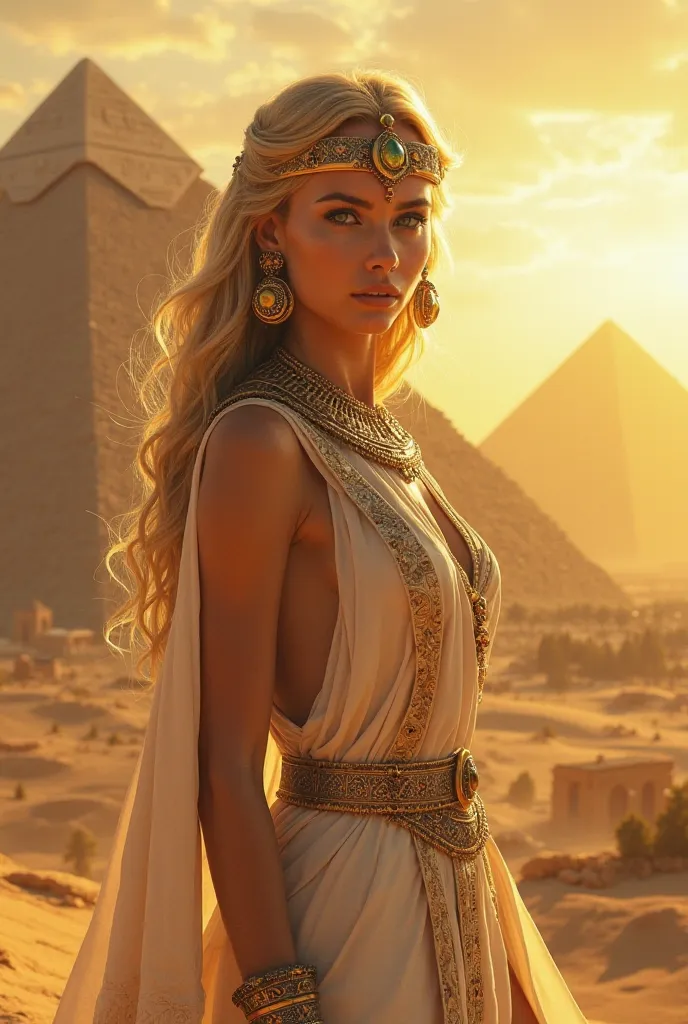 golden pyramids, chave,  BLONDE WOMAN, green eyes, Cleopatra's White