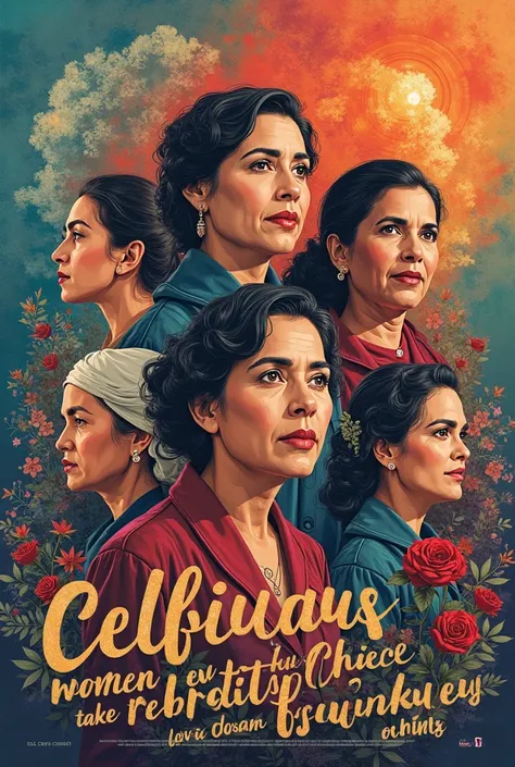 poster with women who have changed the history of Chile and a phrase to celebrate the 8th