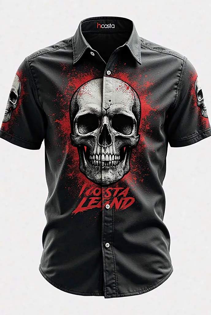 Short sleeve motocross shirt with skull design, the Acosta legend and space to insert a logo