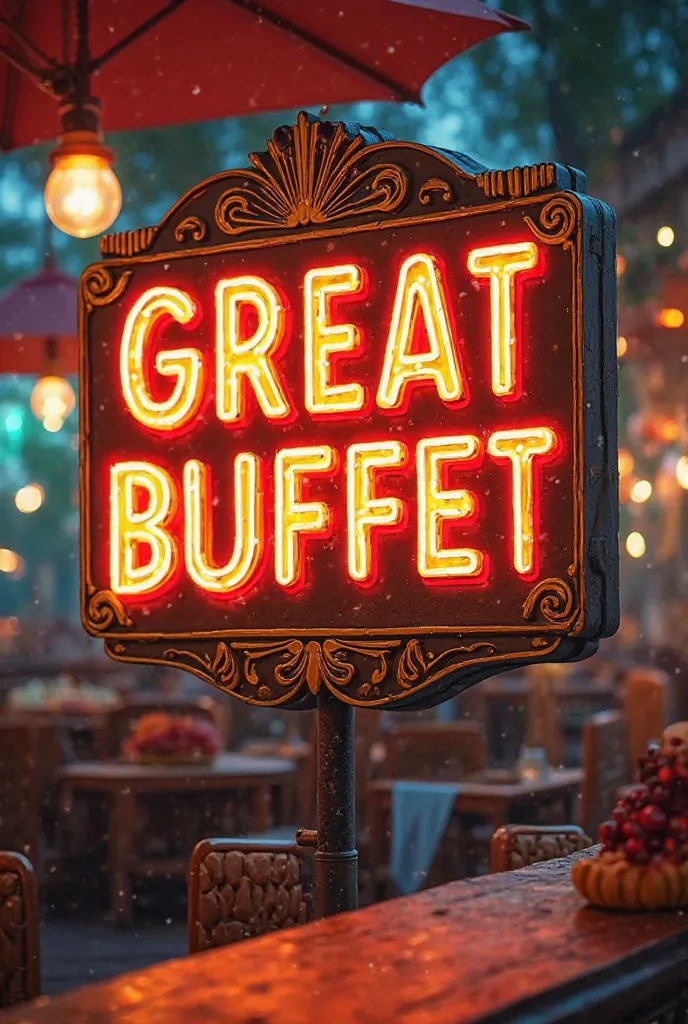 a sign that says,Great buffet at Paloma Querida 