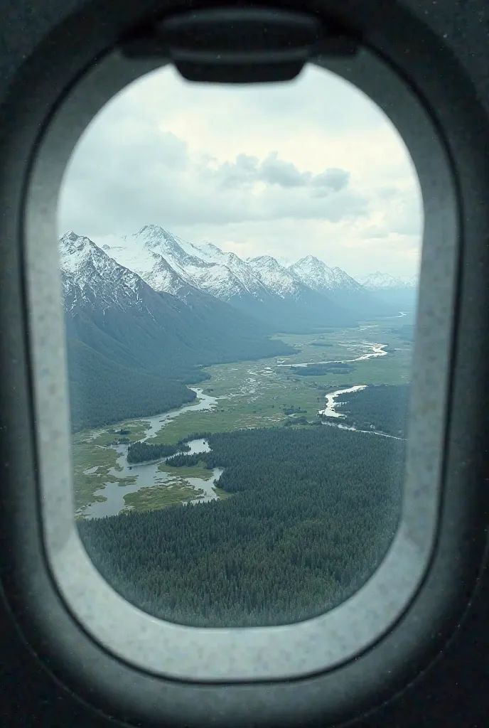 Cabin landscape from inside the plane 