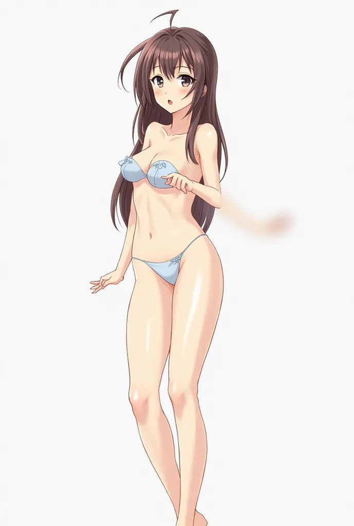 Draw a female anime character without clothes.