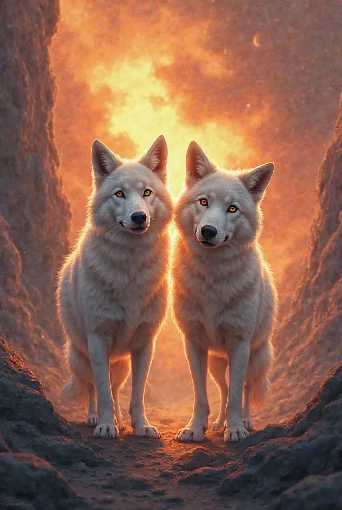 Make a aura pic of friendly two wolf beckgraound of brutal since 