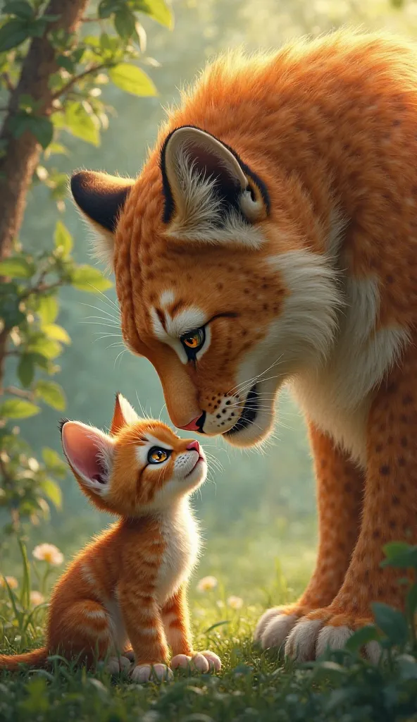 The big cat smiled and patted the baby kitten’s head. “You are so brave!” it said. From that day on, the big cat and the baby kitten became the best of friends, always looking out for each othe