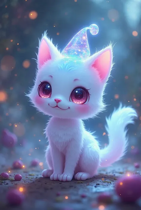 Make a Pokémon Kawai-style ghost cat with a jelly hat