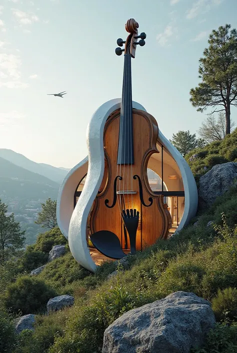 Modern house in the form of a violin