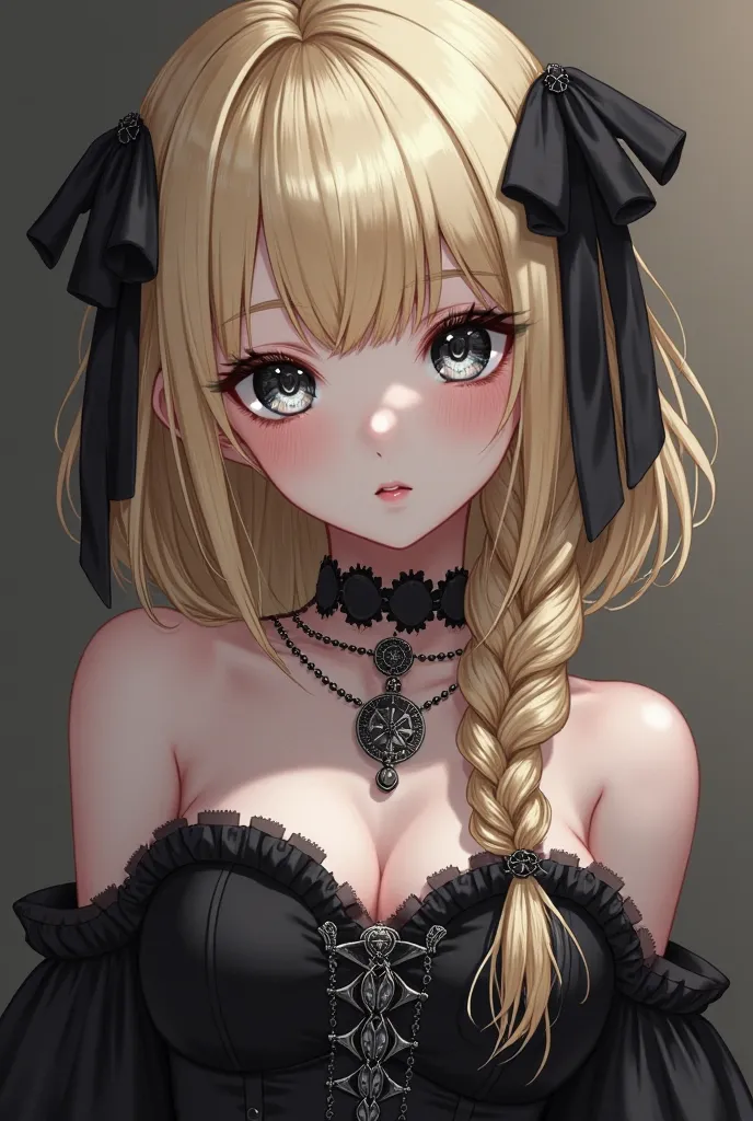 My avatar is a Loli with an elegant black dress and a cold and tender look, she wears transparent lenses with black, her hair is blonde with some rolls in braid and with black ribbons and a beautiful gothic necklace