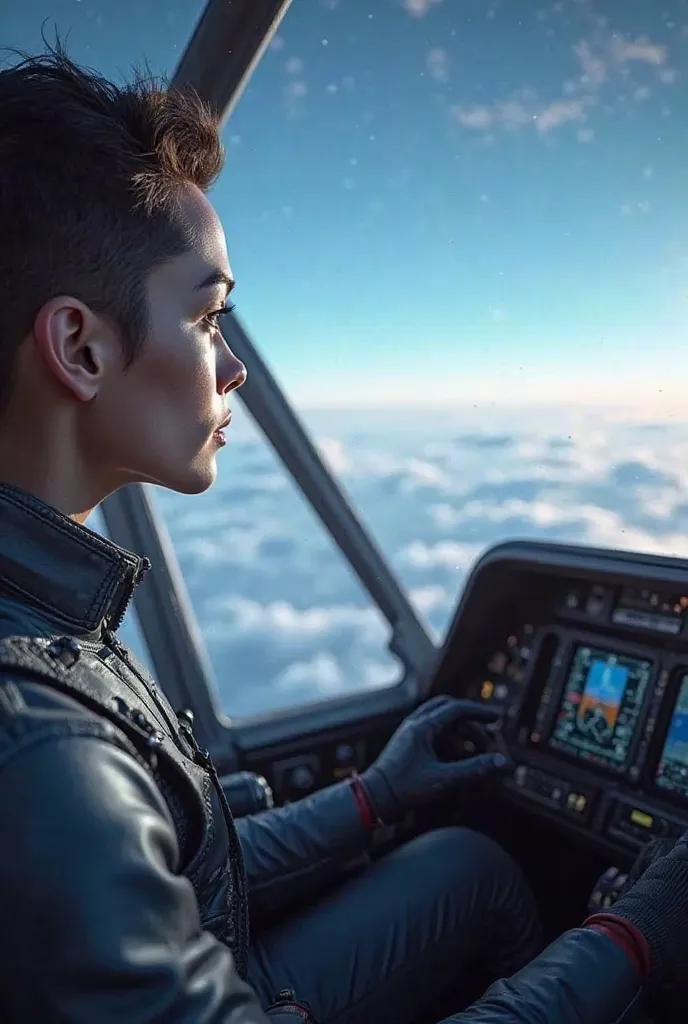 Ultra-realistic sky seen from inside the pilot's cockpit 