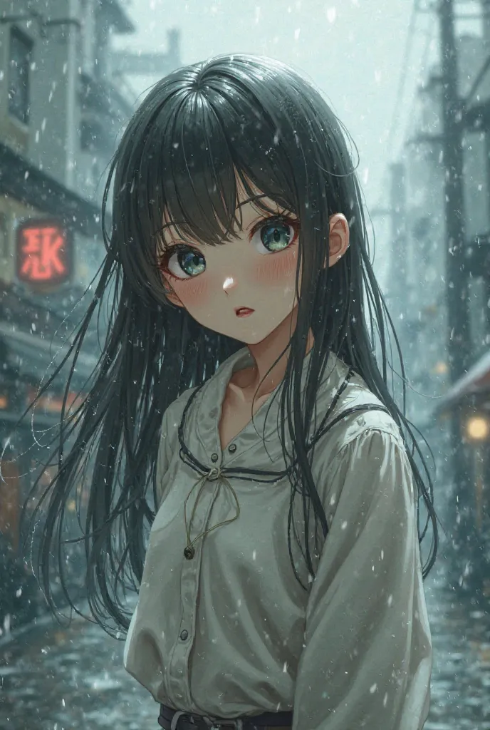 anime girl in the rain