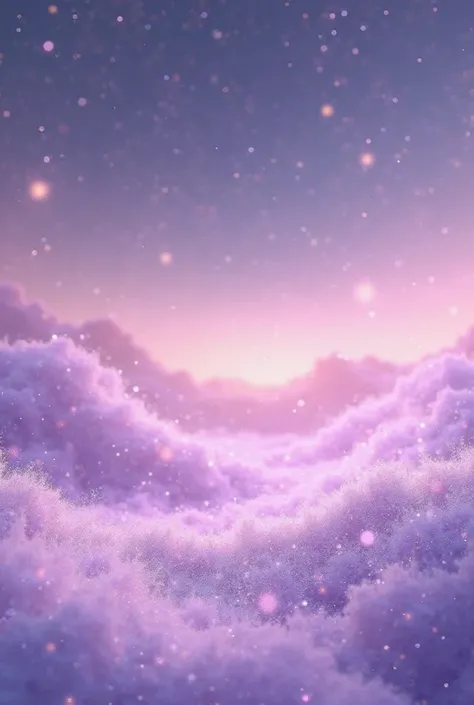 Dreamy pastel purple glitter background and stars in the evening