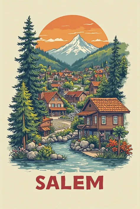 I need a unique t shirt design.  The salem city  map with vector natural image and salem oregon area. I want stylish font.  The big name 'Just a salem girl' but Don't use any girl image. I need a salem map oregon state. I need one side map salem