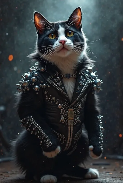 Cat dressed up like the group Kiss