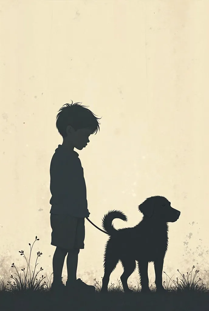 Image of a shadow of a boy and a dog on the side