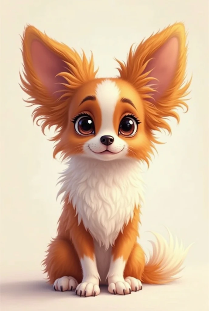 Papillon dog draw in Disney animation style 
 From the front portrait