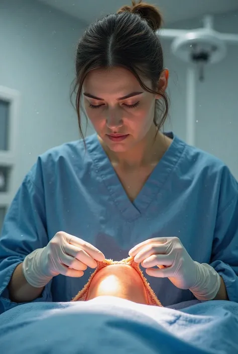 Woman sampling the uterus 