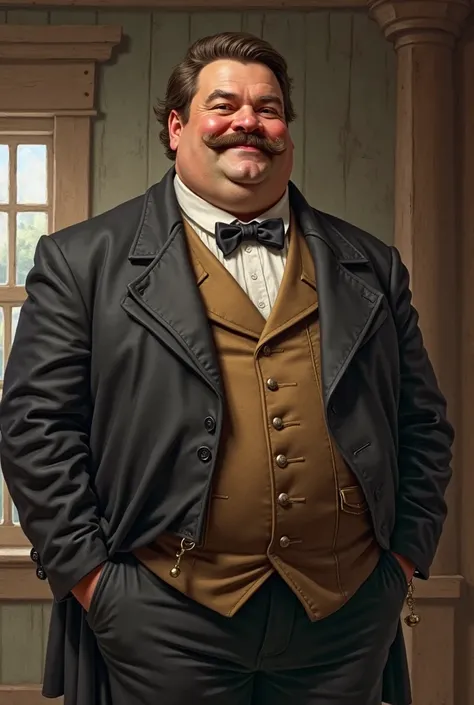 a middle aged man from the 19. century,chubby,strong, rosy cheeks 