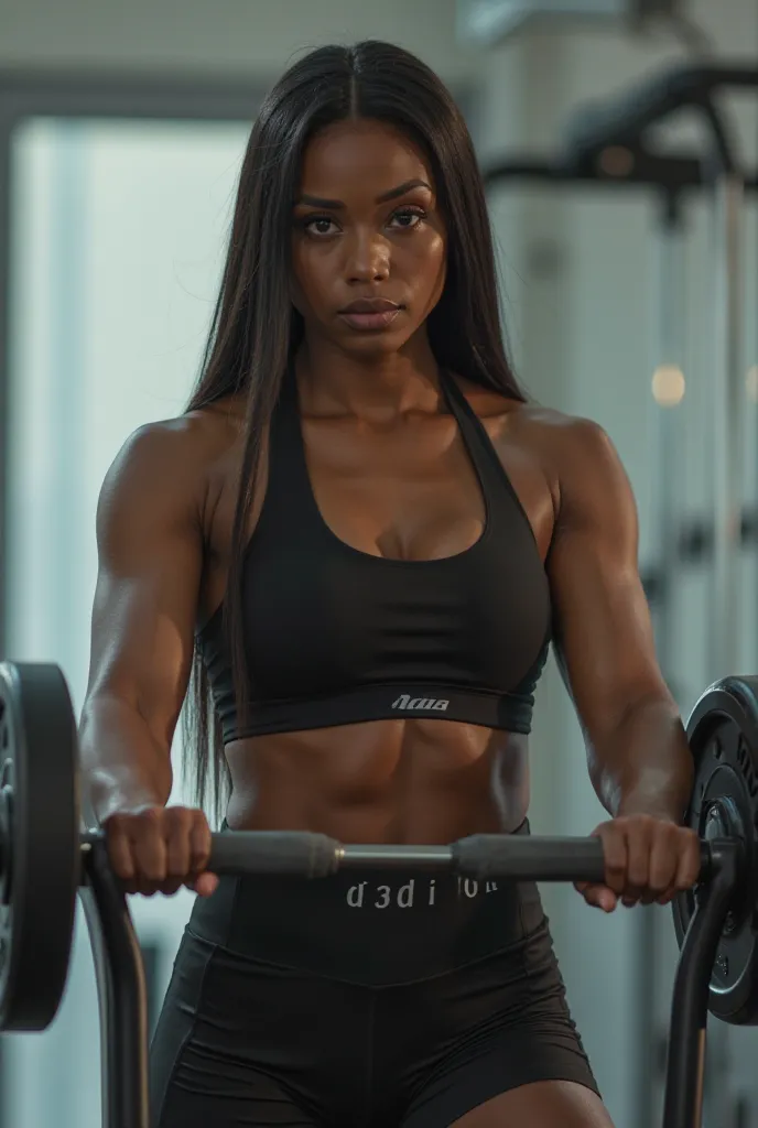 Make video of African-American athlete with straight hair in fitness equipment with Nedis logo