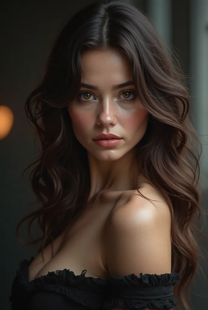 Sexy girl with black and brown hair 