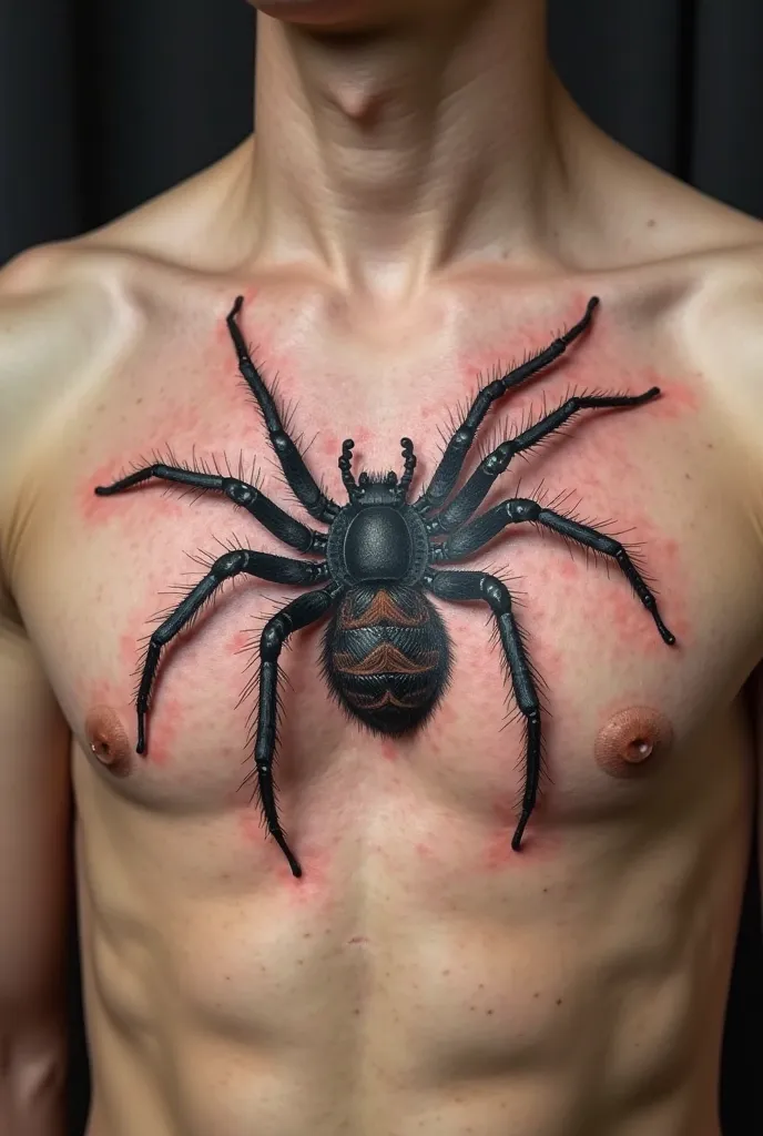 Sternum 10cm spider tattoo 