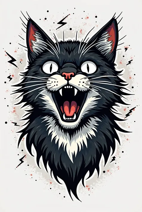 Make a logo for a tattoo parlor using the head of a cat getting shocked 
Studio name, "pretin tatto"