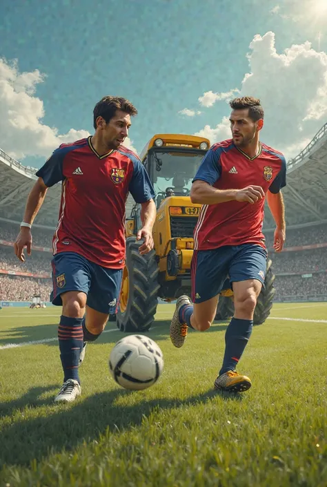 Messi and Ronaldo make the pitch a perfect image with a woodchipping engine