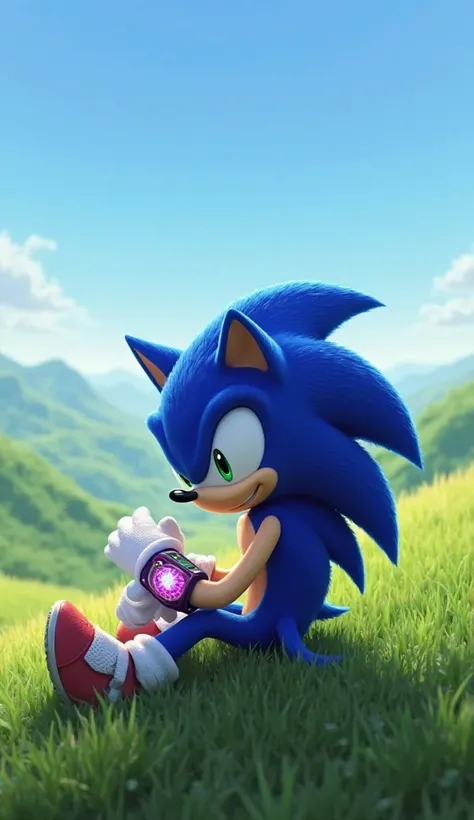 Sonic was relaxing on a hill when his bracelet started flashing with a strange alert. 