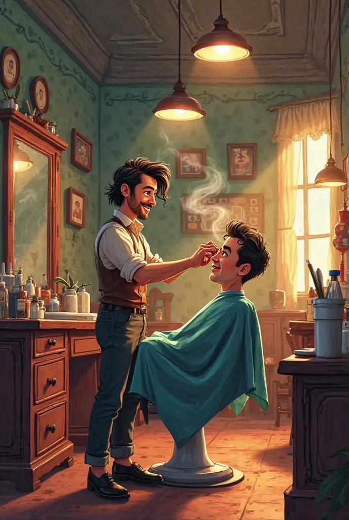 An animation of a personalized barber