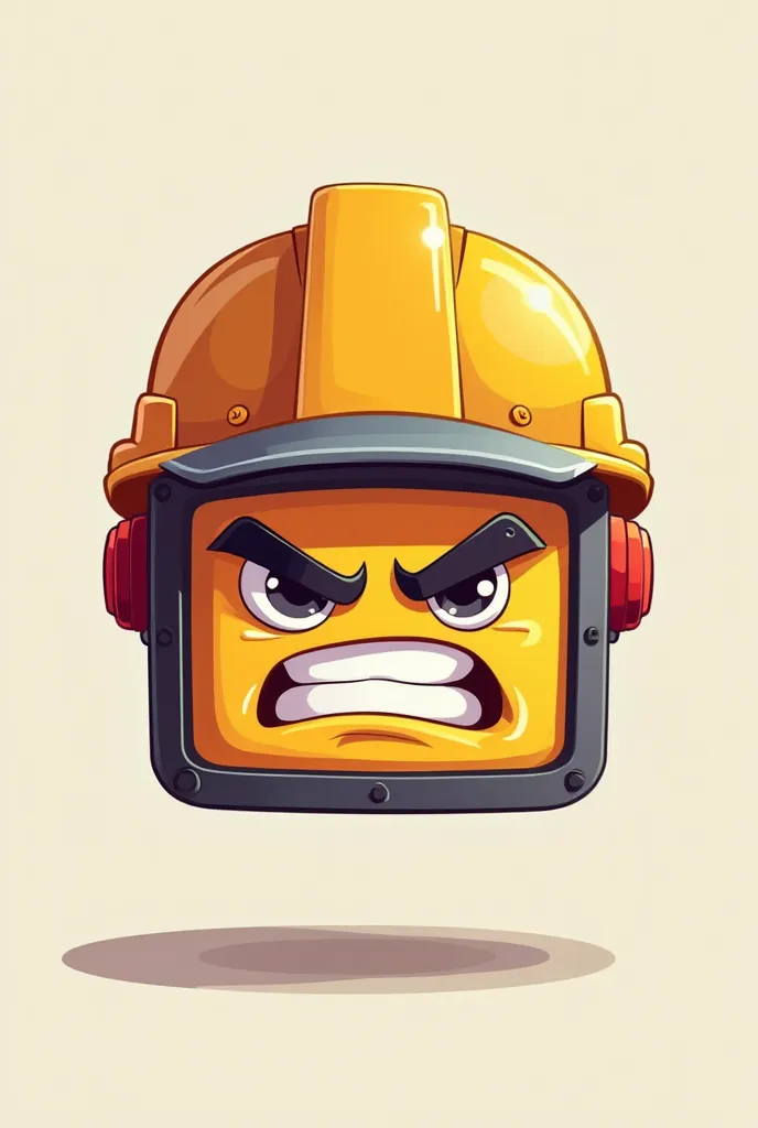 logo of angry cute square face wear safety helmet