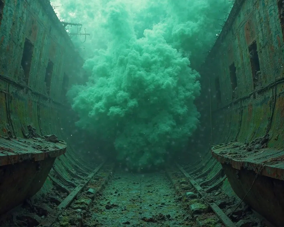 Poison gas in the bow of an abandoned ship 