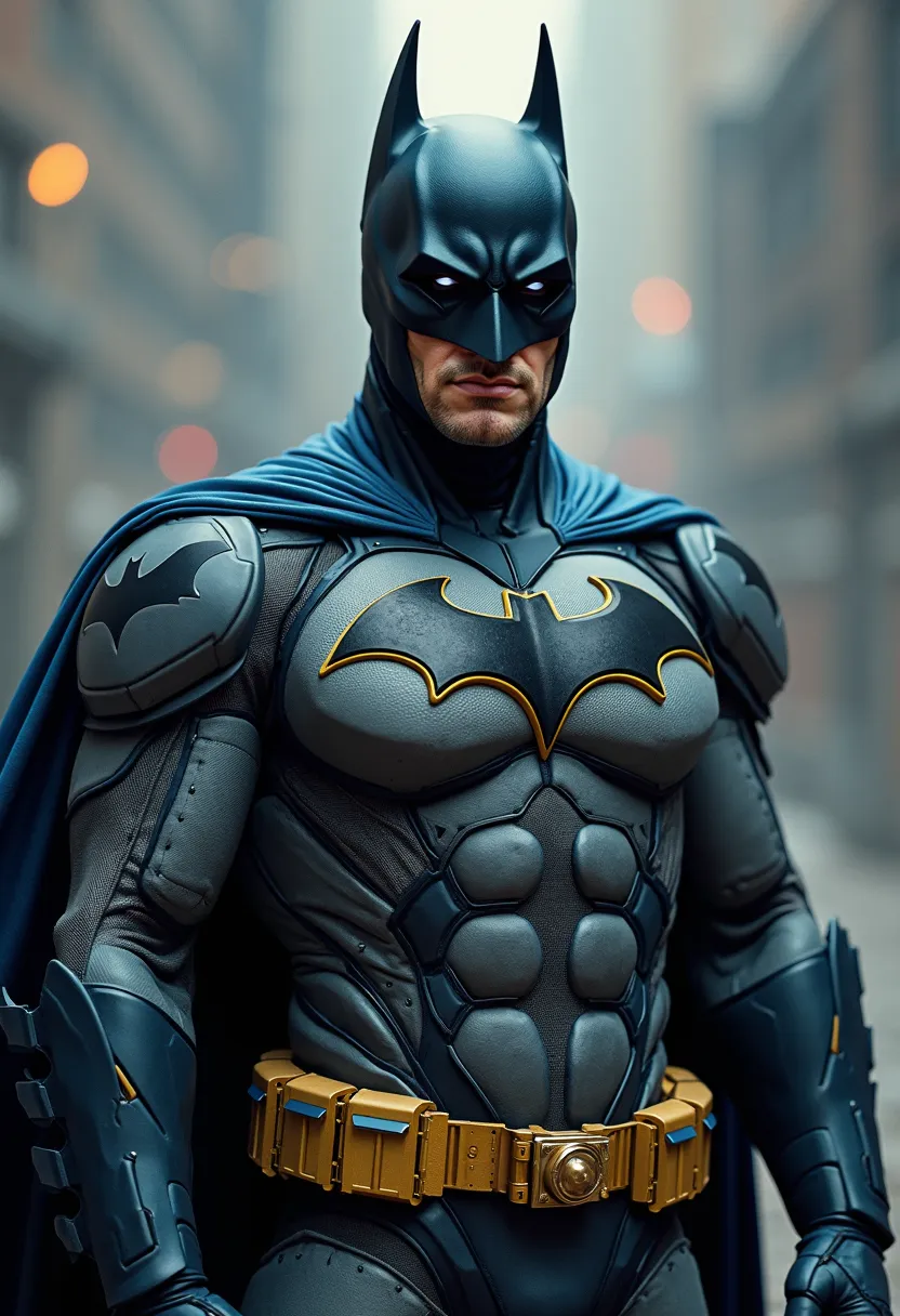 This Batsuit fuses technology and tradition, making Batman a symbol of fear and hope.

The cowl merges Bale’s silhouette with Affleck’s shorter ears for a refined menace.

Keaton’s design and Affleck’s proportions shape this modern yet respectful cowl.

Th...