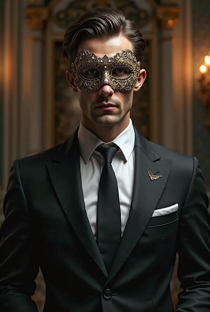 Create an image of an elegant man with a mask