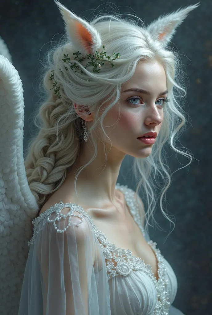 painting of a woman with a horse in her hair, an airbrush painting by Marie Angel, Artstation contest winner, fantasy art, portrait of a beautiful angel, portrait of fairy, ethereal wings, portrait of a fairy, of an beautiful angel girl, beautiful gothic x...