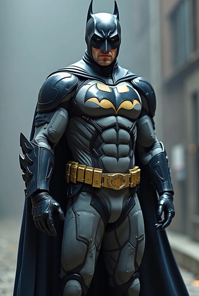 A woman is wearing a Batsuit. fuses technology and tradition, making Batman a symbol of fear and hope.

The cowl merges Bale’s silhouette with Affleck’s shorter ears for a refined menace.

Keaton’s design and Affleck’s proportions shape this modern yet res...