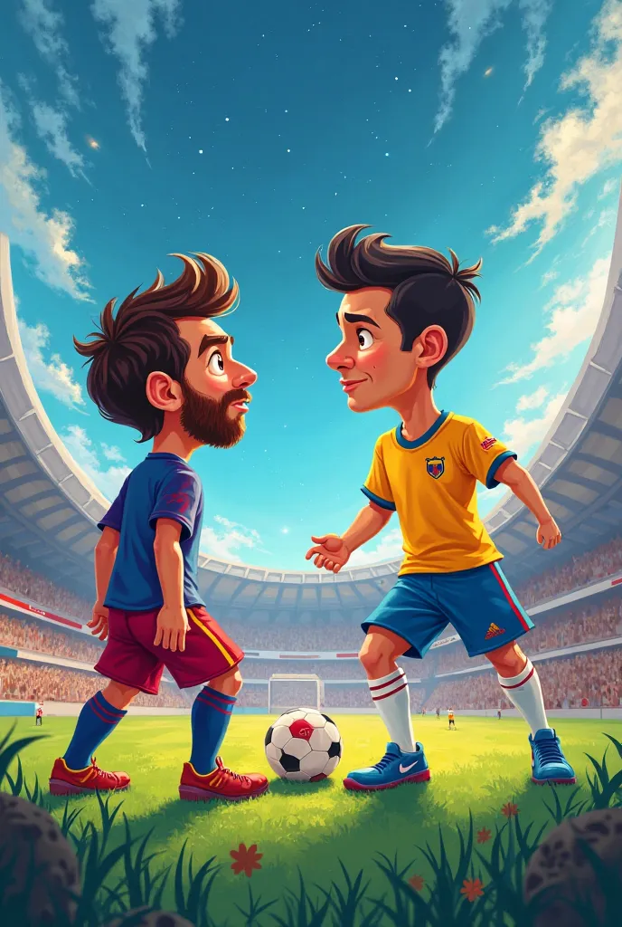 Disney-style image 
Messi vs Cristiano Ronaldo 
World Cup Final 