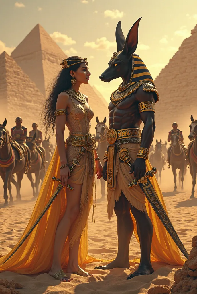 Anubis Cleopatra, Egypt, servos, desert, pyramids, Mummies ,  horses, Egyptian swords 