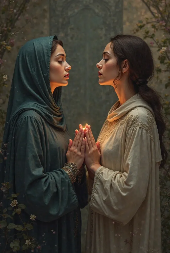 Two women praying together 