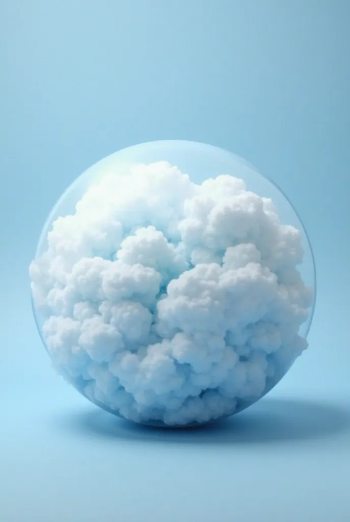 Create a round sphere that is full of clouds on the inside. It is said to have different shades of light blue. It should have a little shade from the outside that gets lighter towards the middle like a gradient. 