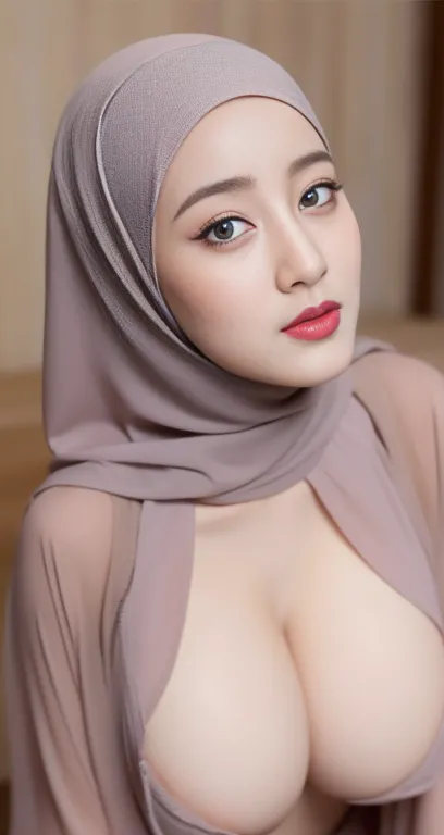 ((wear hijab on head)),  beautiful hijab girl ,   cute face  , in badroom,beautiful long eyelashes, brown eyes, (intricate eye details), nose detail ,   lip detail  , face detail, detailed eyes, detailed hijab girl, (  cute face  ), wear hijab girl, wear h...